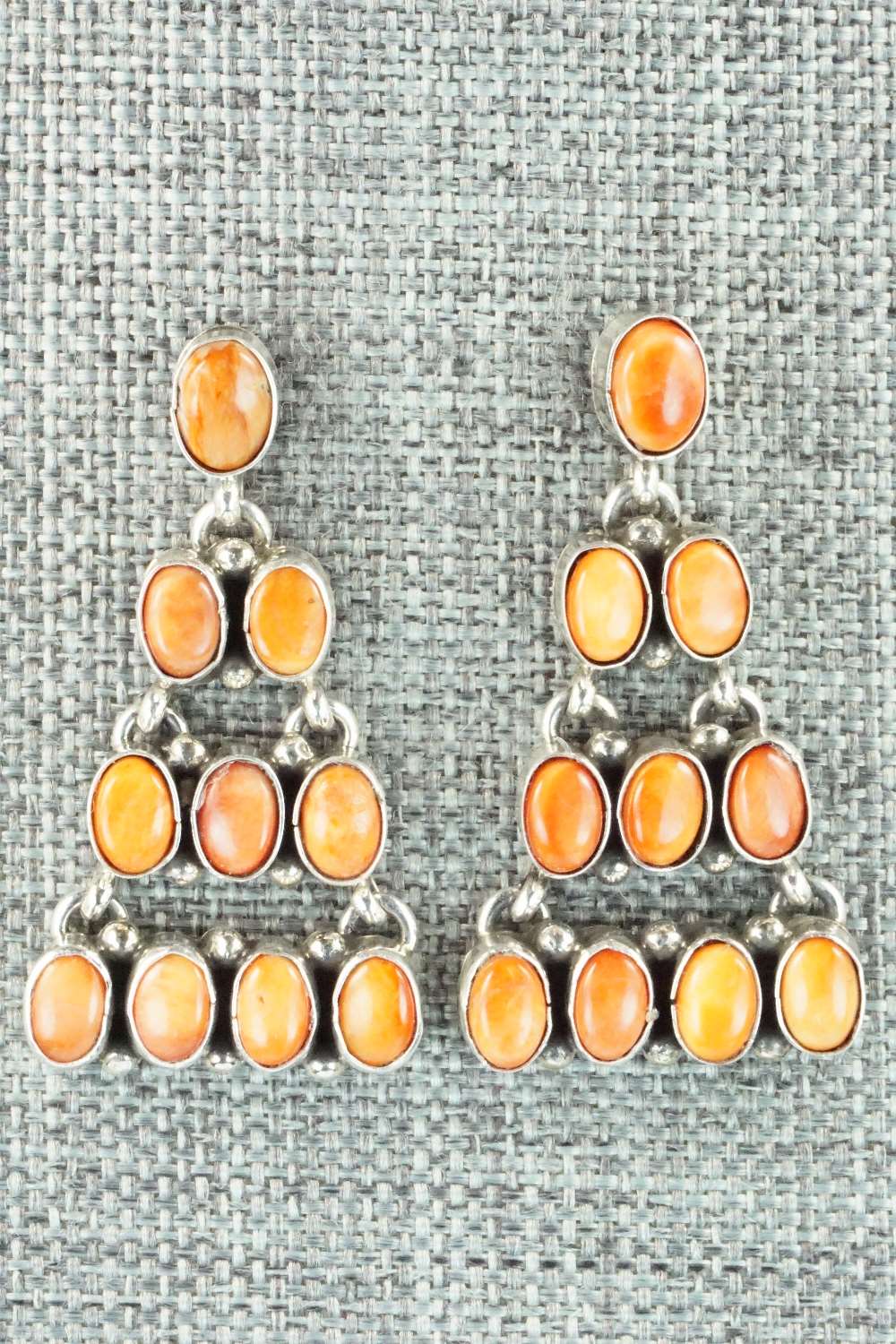 Spiny Oyster and Sterling Silver Earrings - Renelle Perry