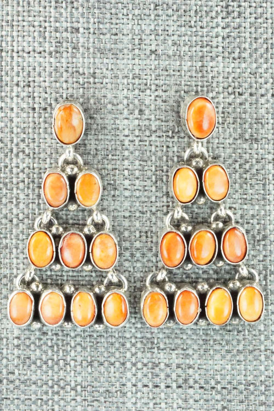 Spiny Oyster and Sterling Silver Earrings - Renelle Perry