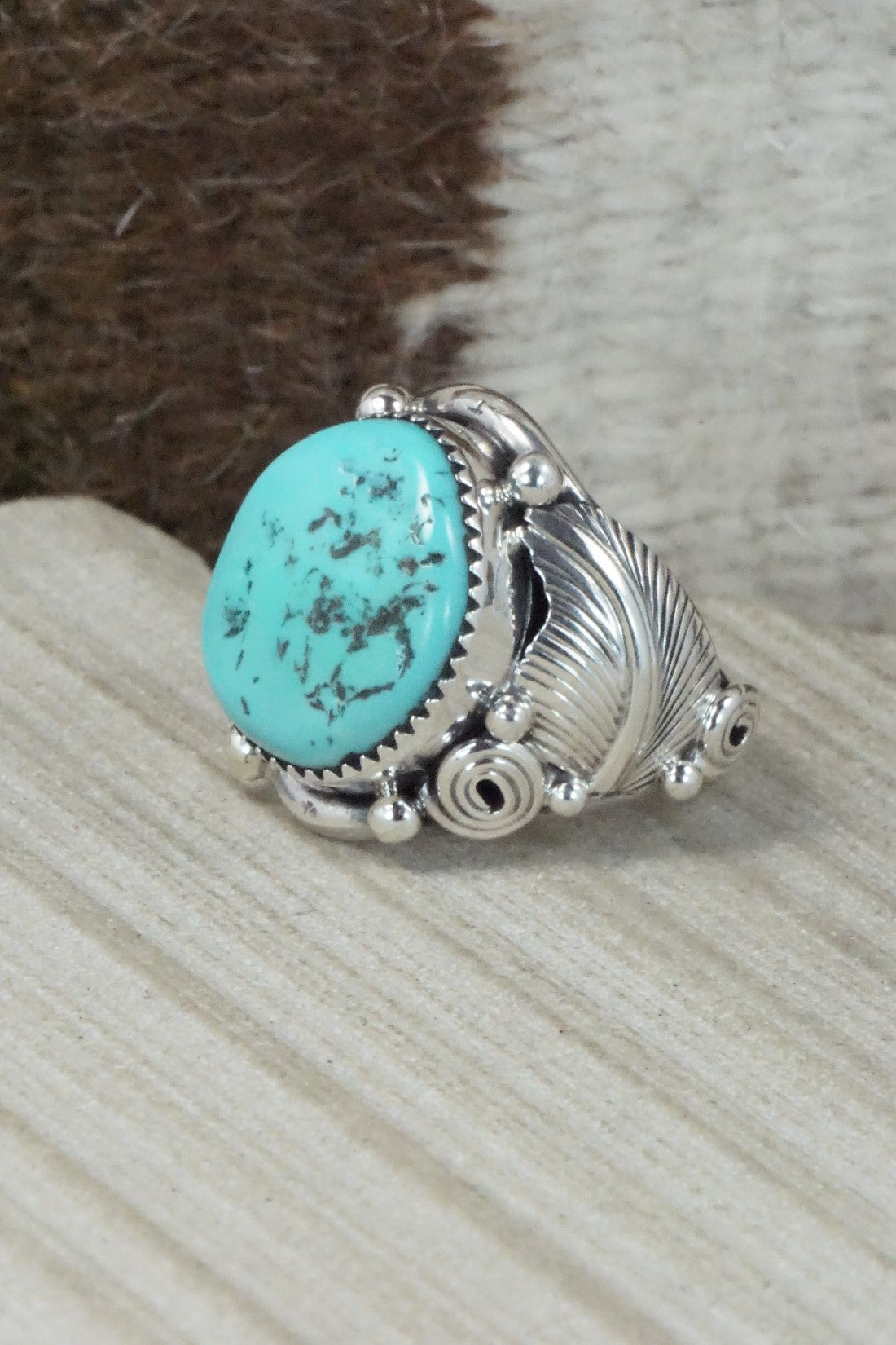 Turquoise & Sterling Silver Ring - Darrell Morgan - Size 11