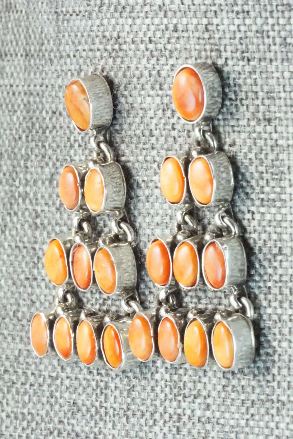 Spiny Oyster and Sterling Silver Earrings - Renelle Perry