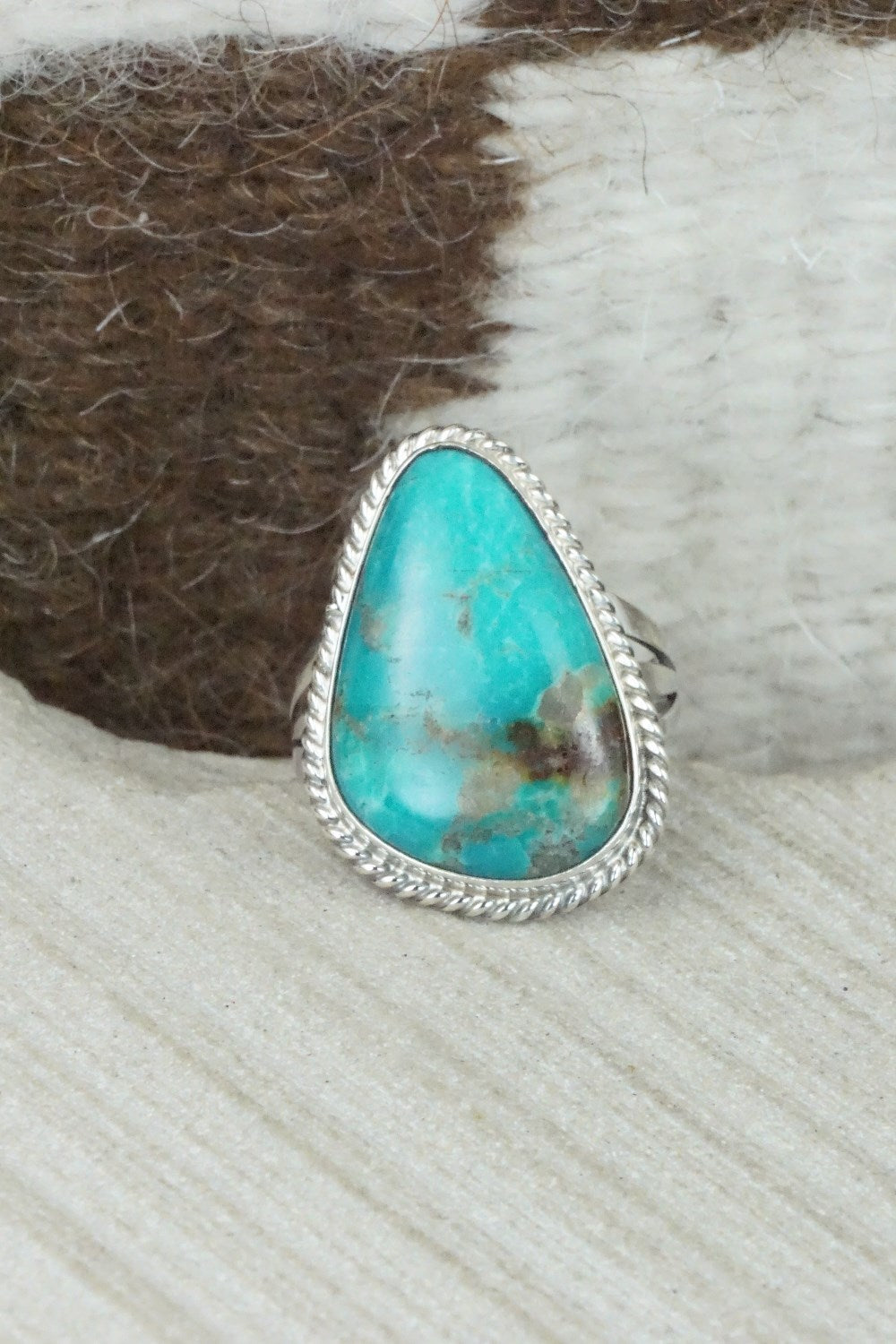 Turquoise & Sterling Silver Ring - Mark Barney - Size 8