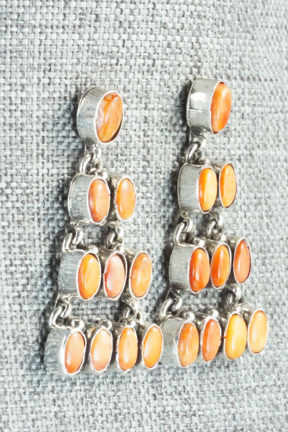 Spiny Oyster and Sterling Silver Earrings - Renelle Perry