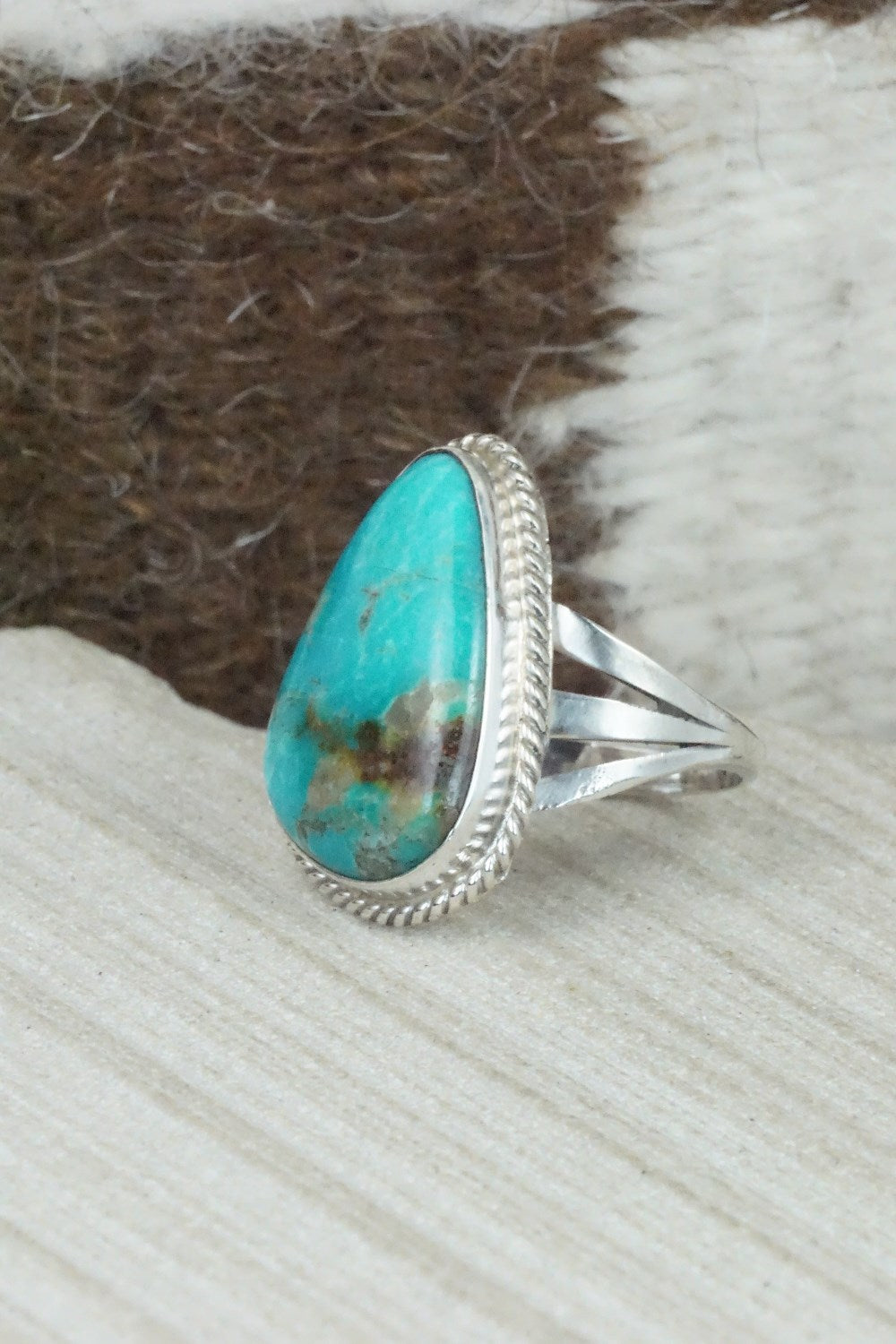 Turquoise & Sterling Silver Ring - Mark Barney - Size 8
