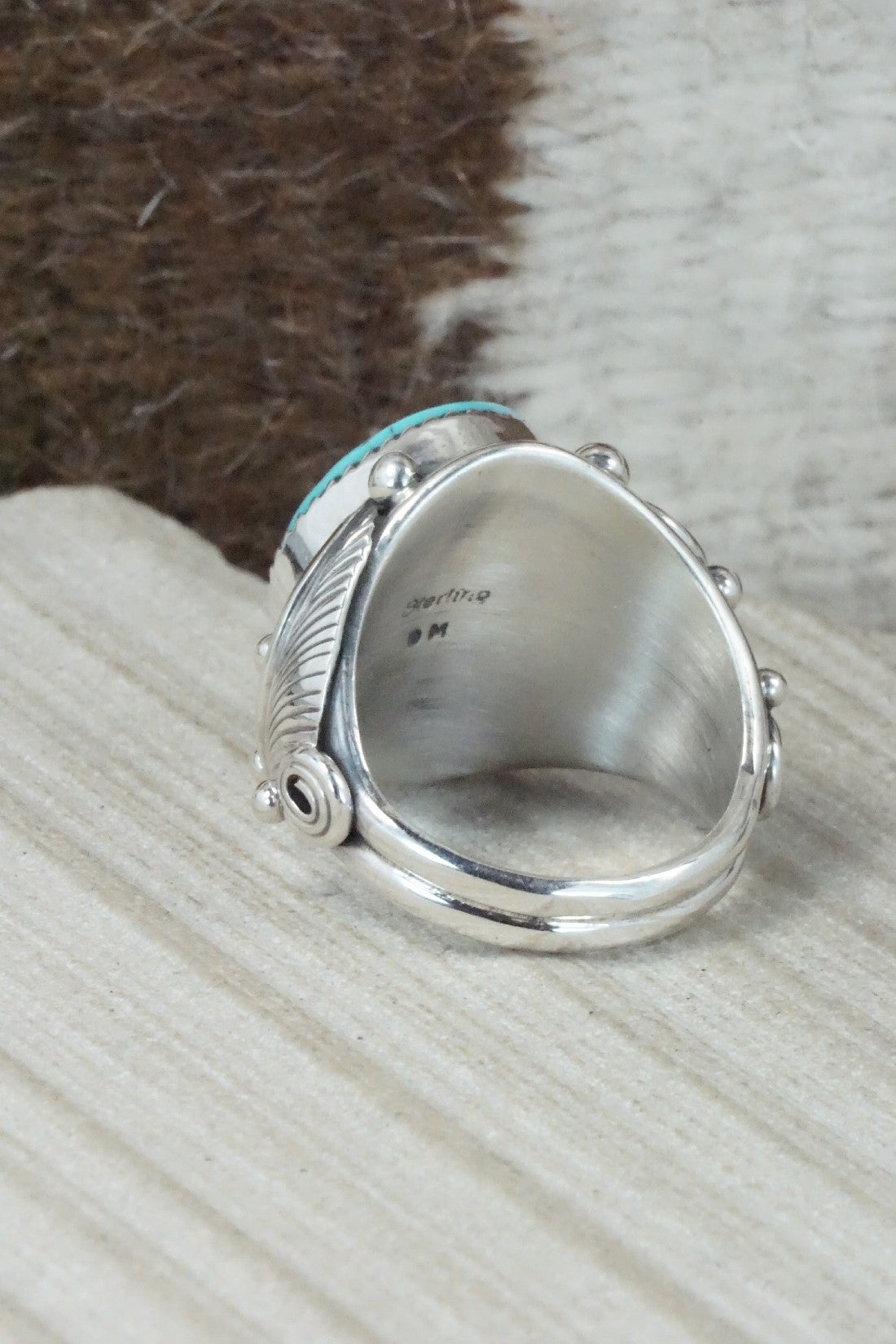 Turquoise & Sterling Silver Ring - Darrell Morgan - Size 11