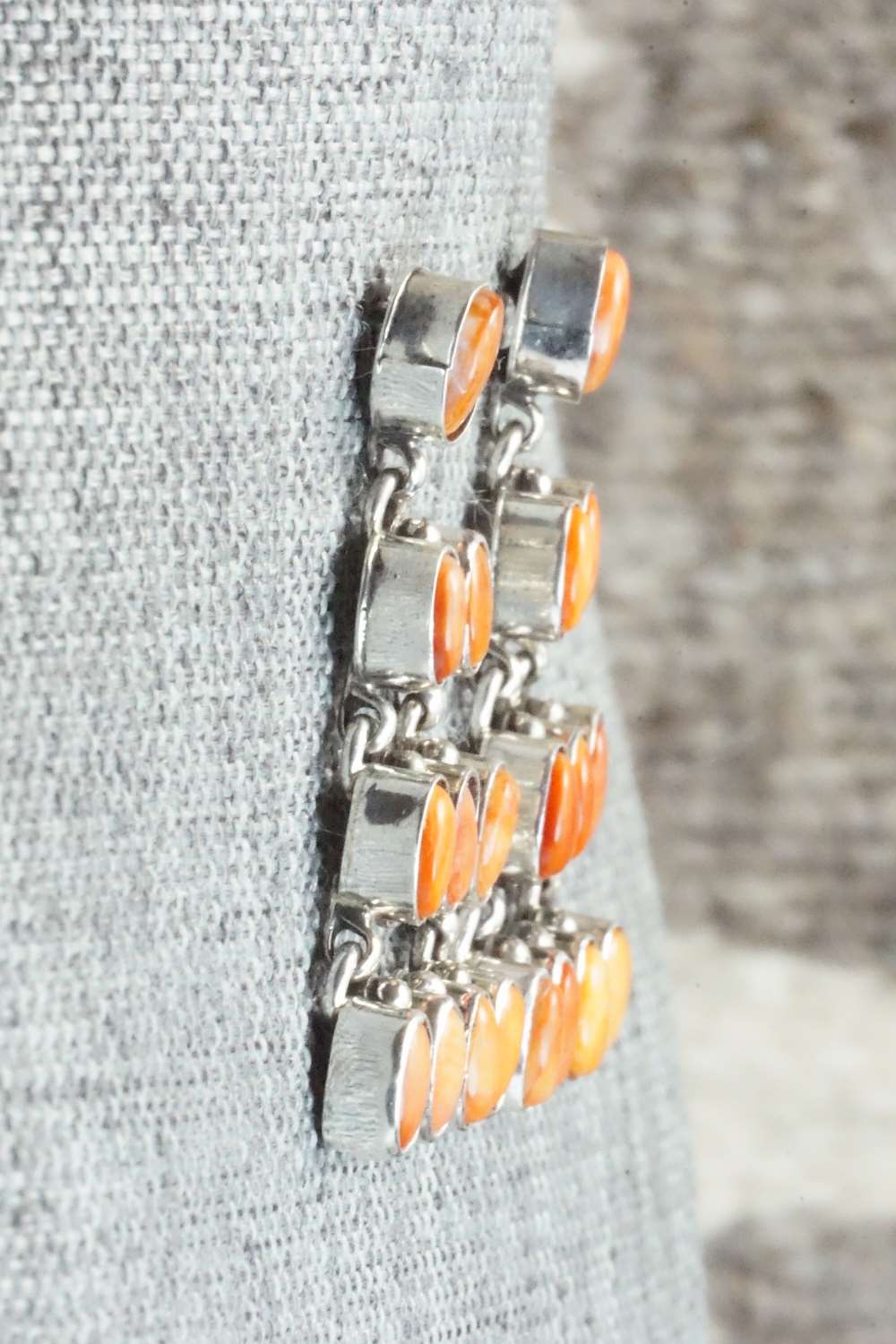 Spiny Oyster and Sterling Silver Earrings - Renelle Perry