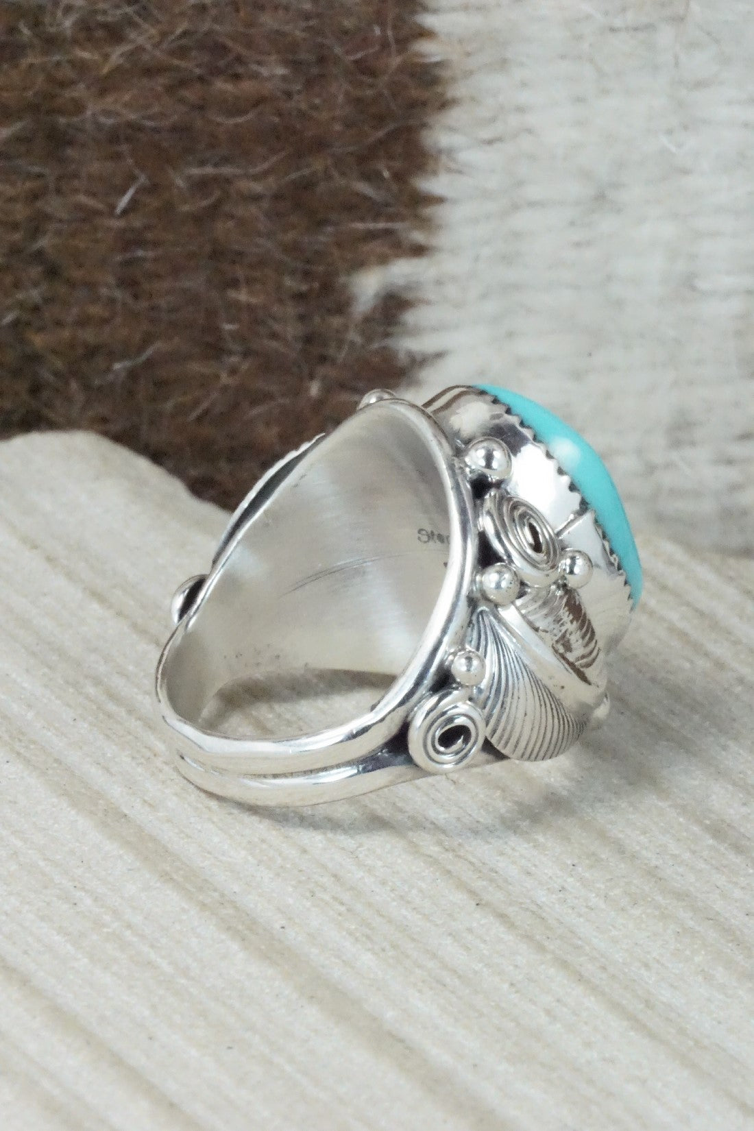Turquoise & Sterling Silver Ring - Darrell Morgan - Size 11