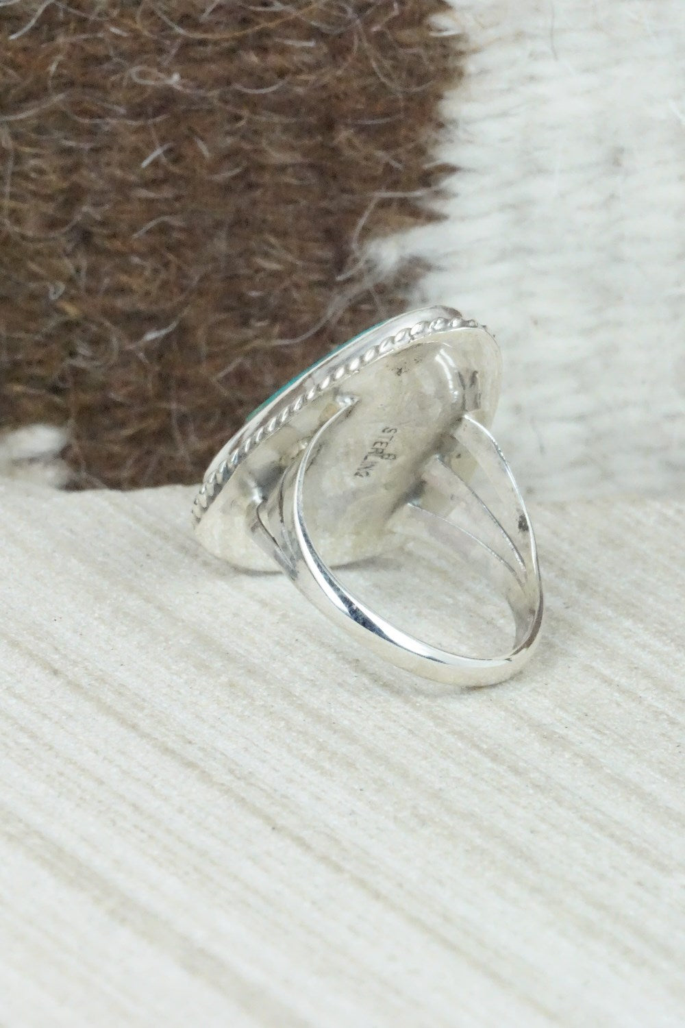 Turquoise & Sterling Silver Ring - Mark Barney - Size 8