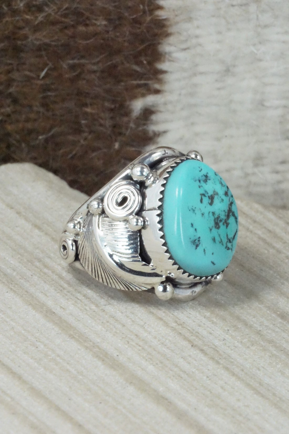 Turquoise & Sterling Silver Ring - Darrell Morgan - Size 11