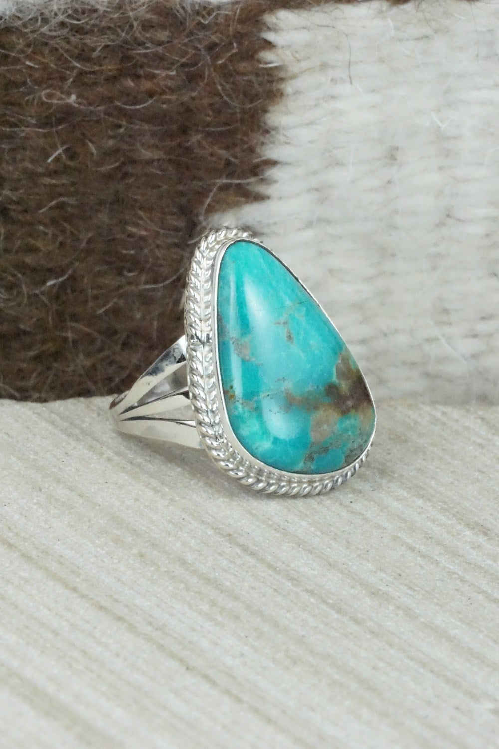 Turquoise & Sterling Silver Ring - Mark Barney - Size 8