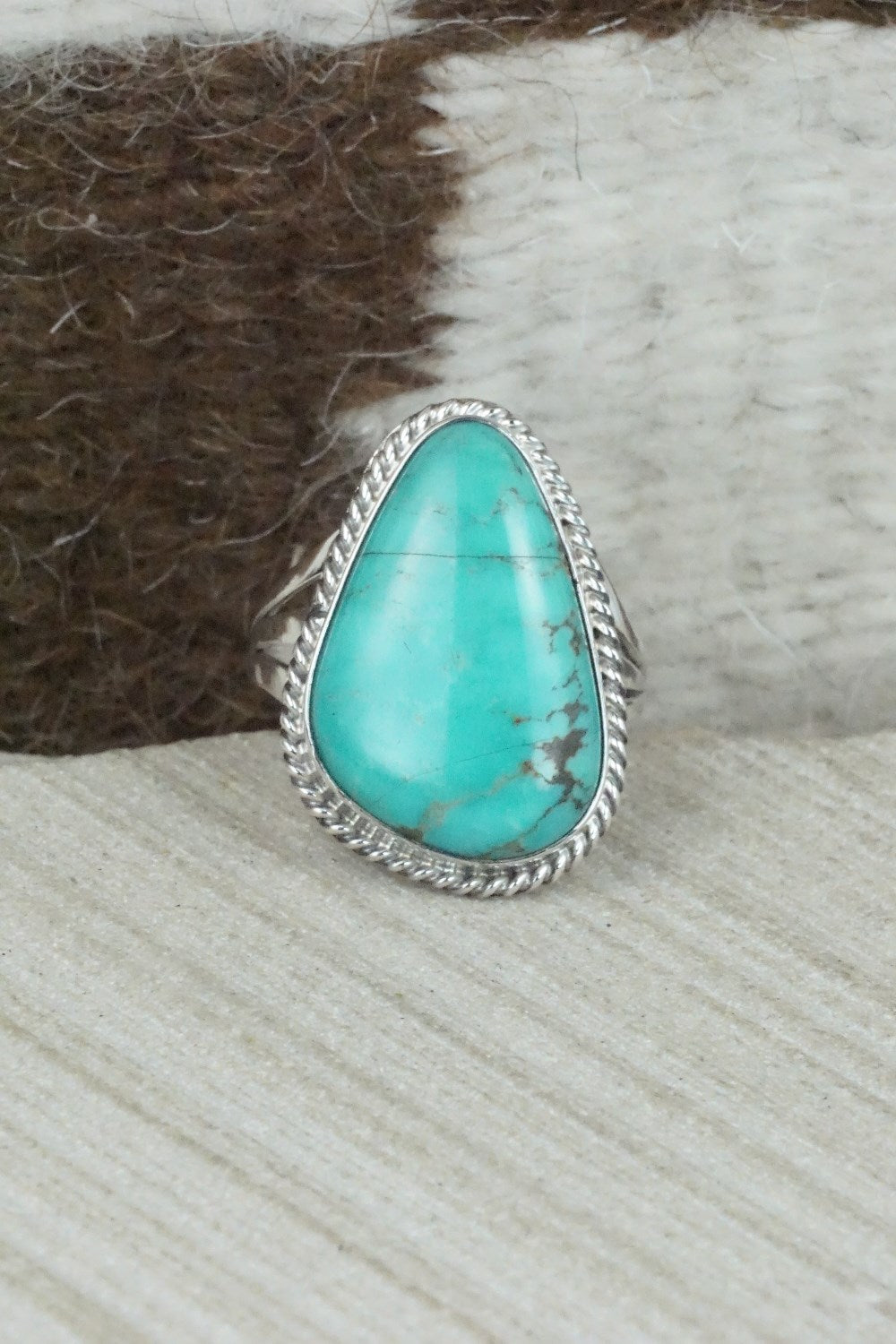 Turquoise & Sterling Silver Ring - Mark Barney - Size 8