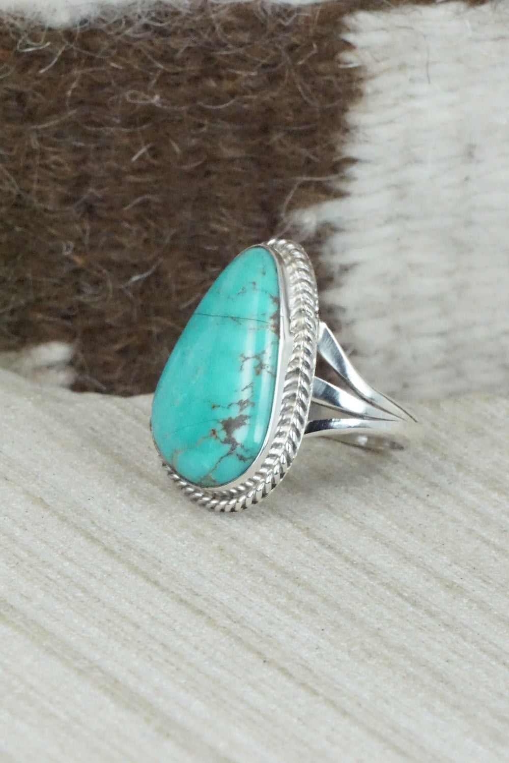 Turquoise & Sterling Silver Ring - Mark Barney - Size 8