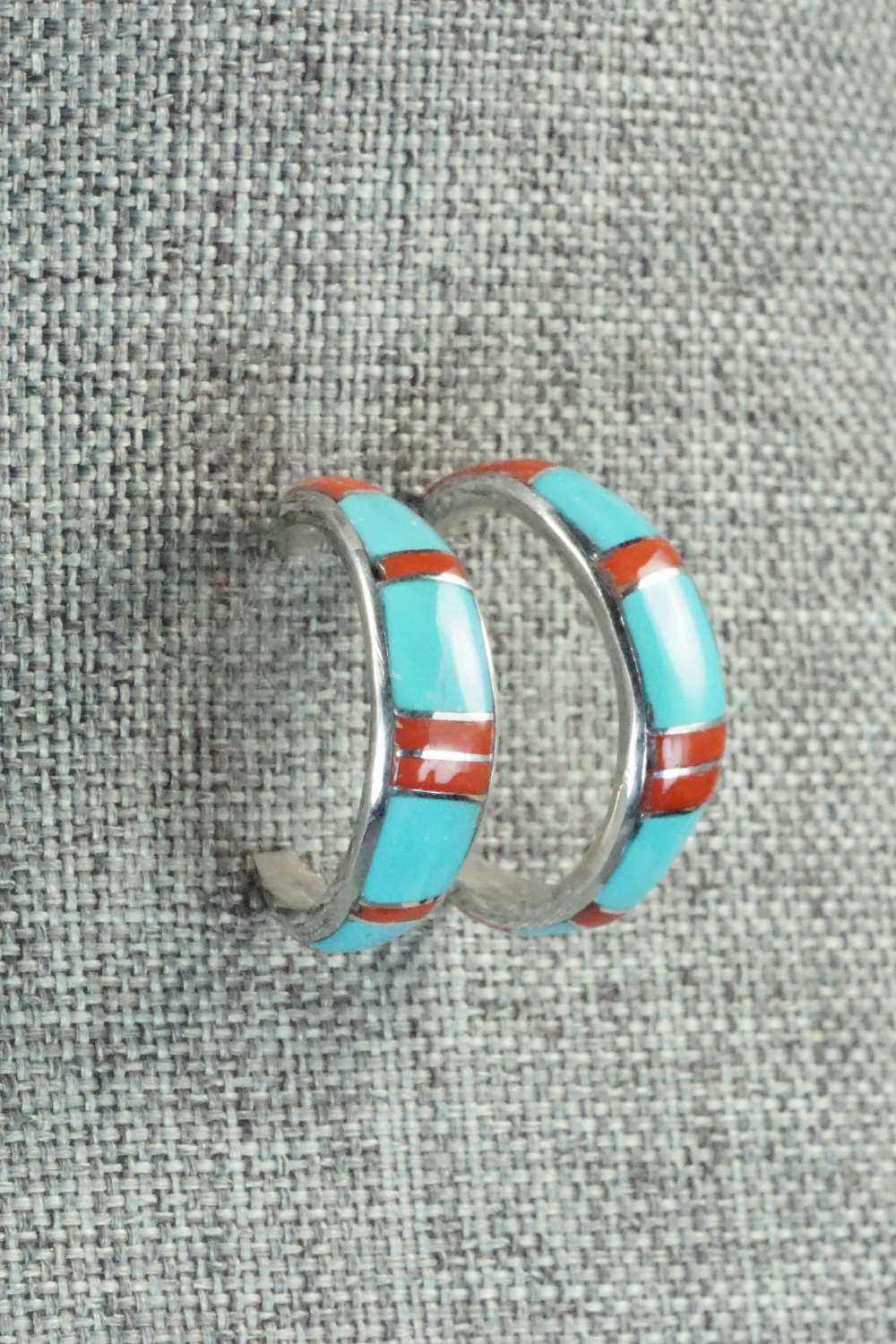 Turquoise, Coral & Sterling Silver Earrings - K Peina