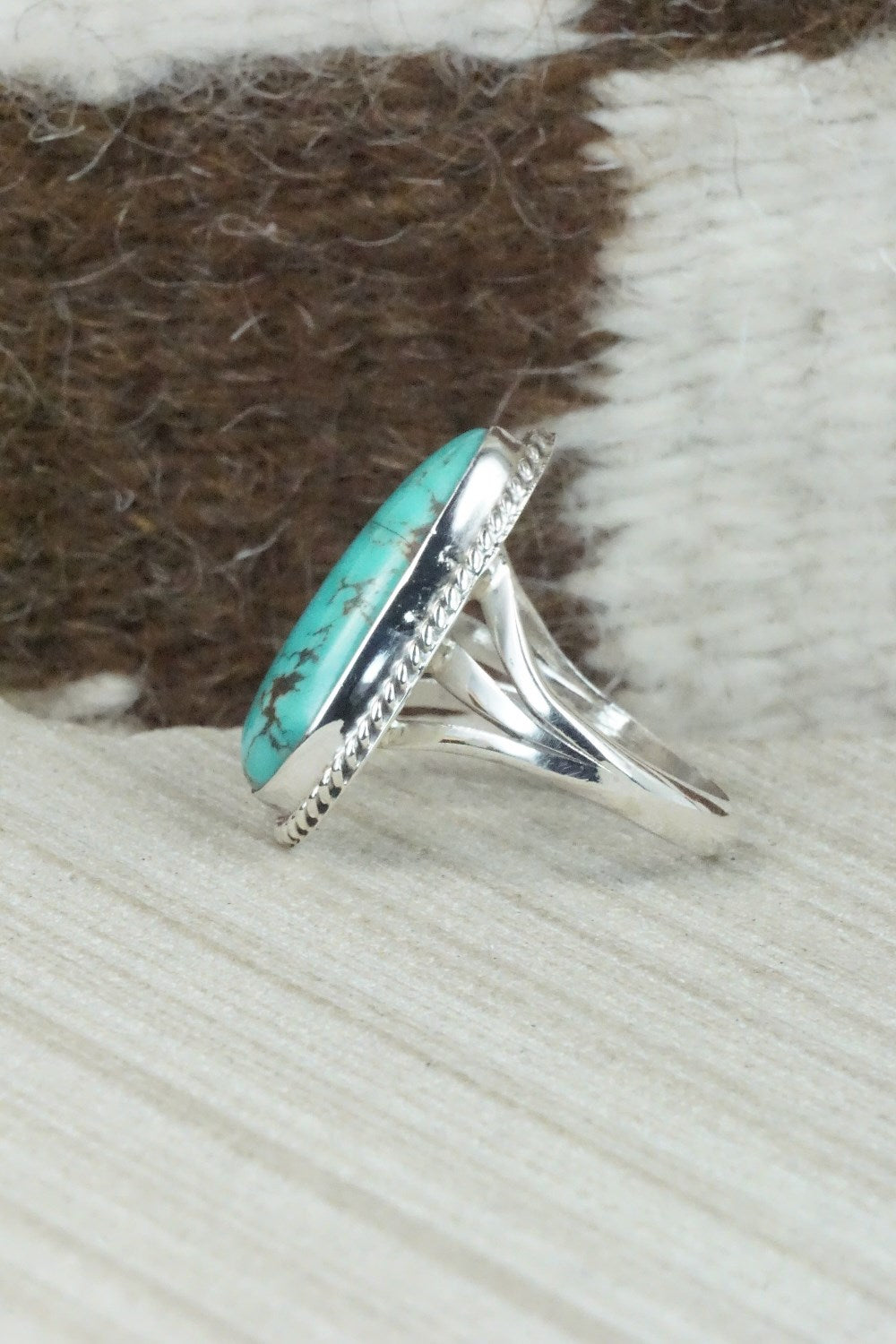 Turquoise & Sterling Silver Ring - Mark Barney - Size 8