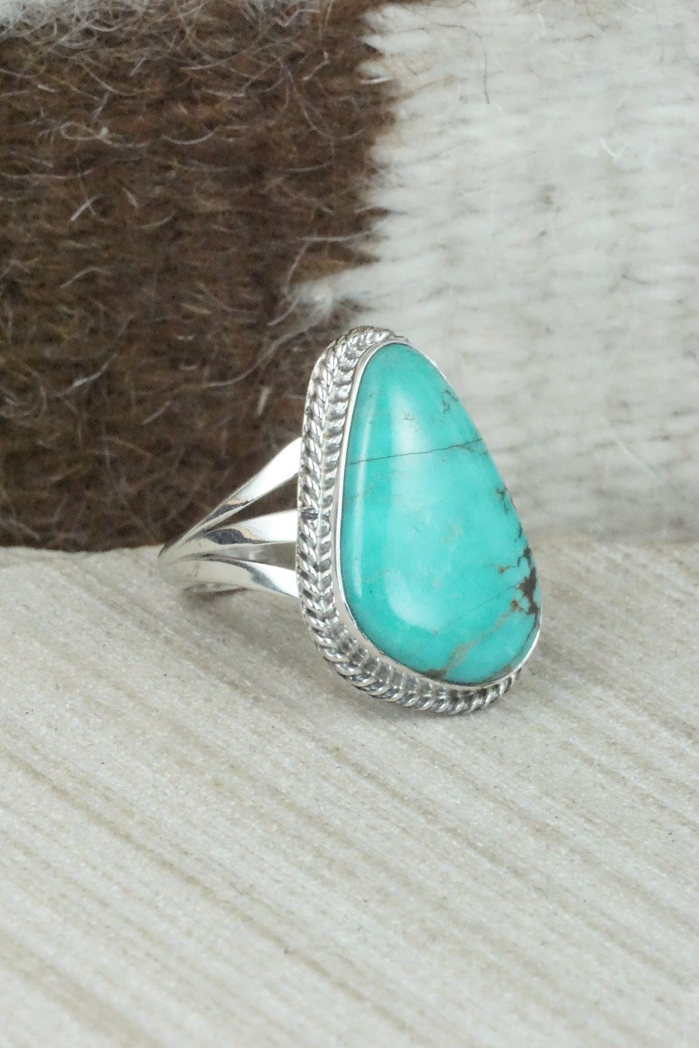 Turquoise & Sterling Silver Ring - Mark Barney - Size 8