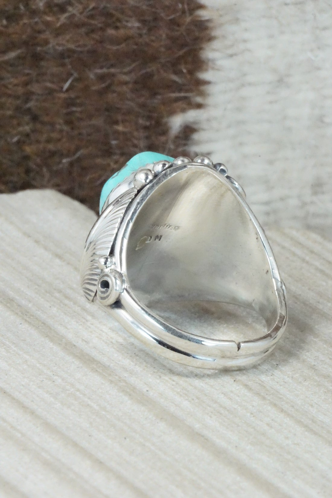 Turquoise & Sterling Silver Ring - Darrell Morgan - Size 14