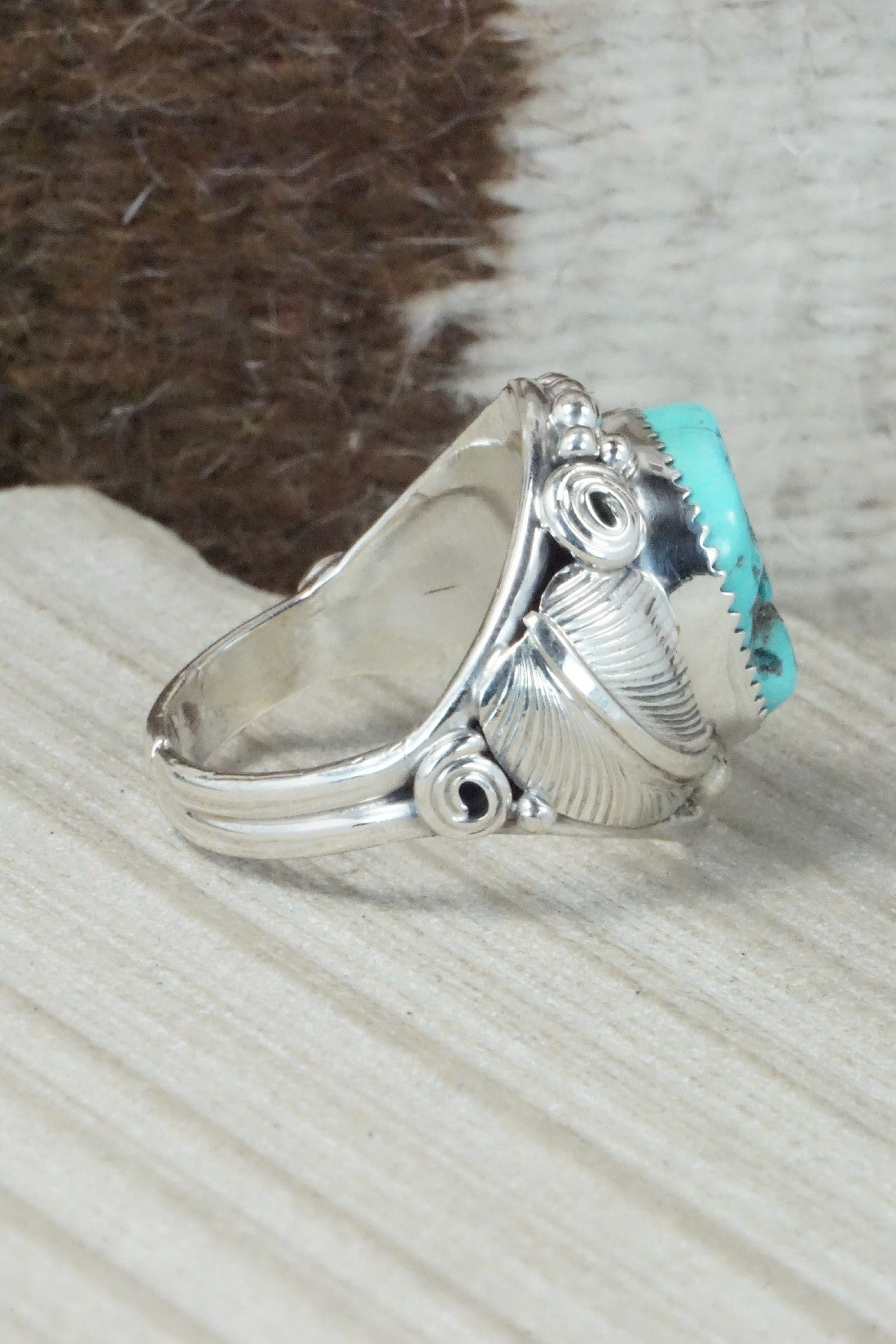 Turquoise & Sterling Silver Ring - Darrell Morgan - Size 14
