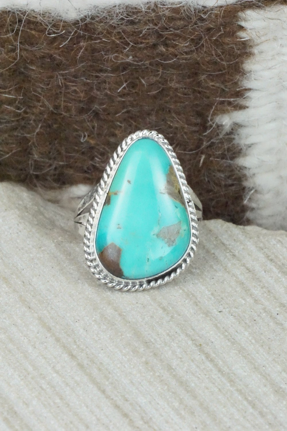 Turquoise & Sterling Silver Ring - Mark Barney - Size 9