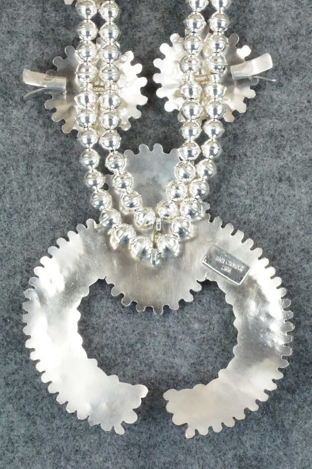 Turquoise & Sterling Silver Squash Blossom Necklace Set - Merlinda Chavez