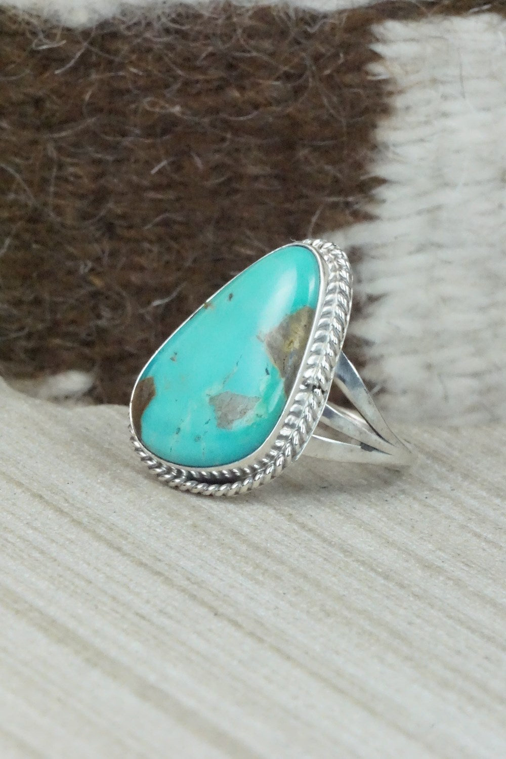 Turquoise & Sterling Silver Ring - Mark Barney - Size 9