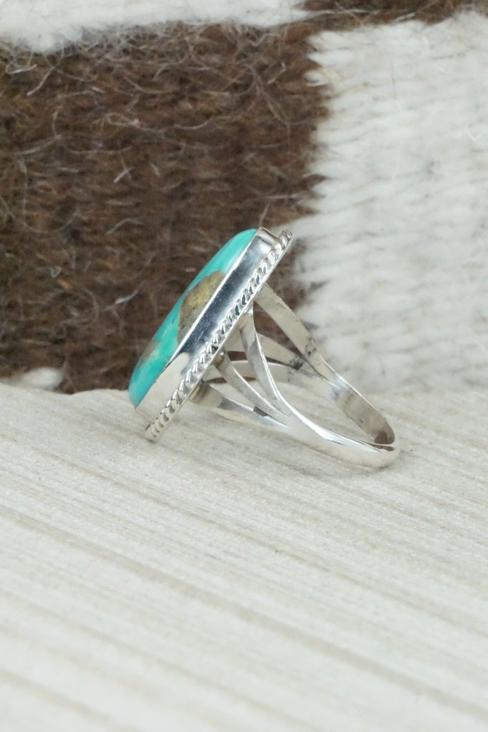 Turquoise & Sterling Silver Ring - Mark Barney - Size 9