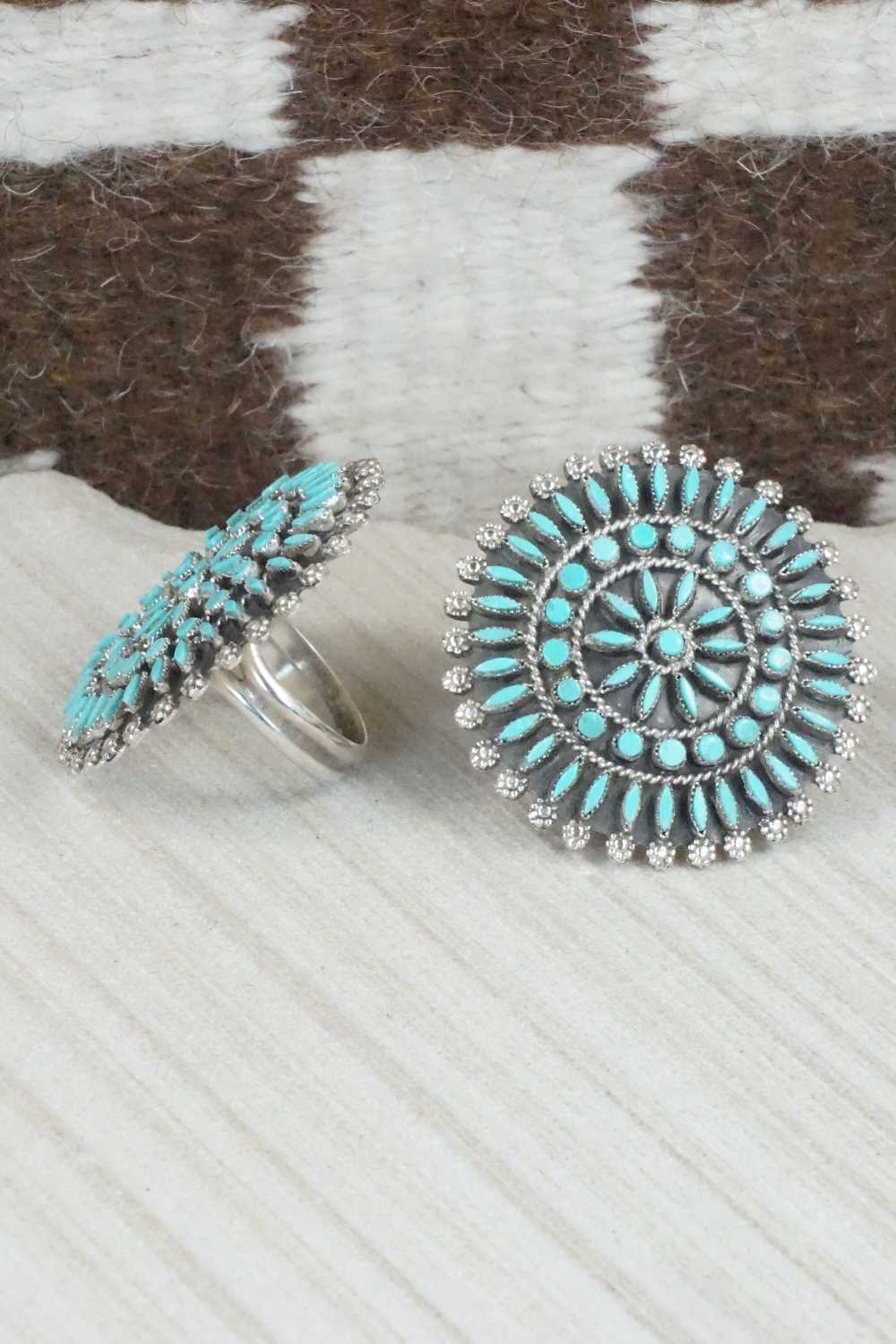 Turquoise & Sterling Silver Squash Blossom Necklace Set - Merlinda Chavez