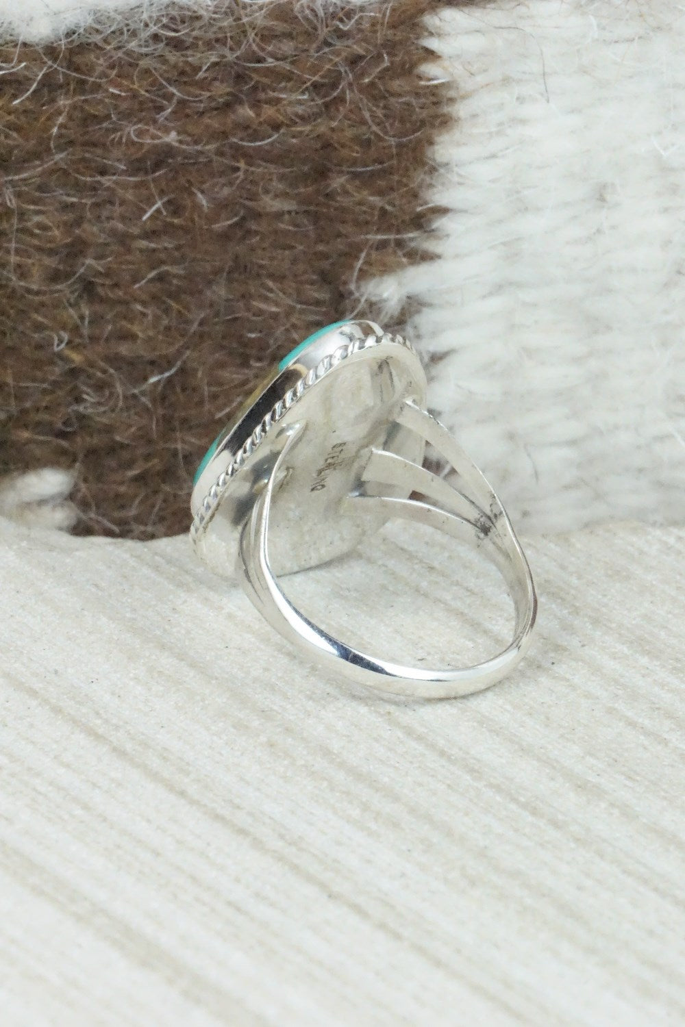 Turquoise & Sterling Silver Ring - Mark Barney - Size 9