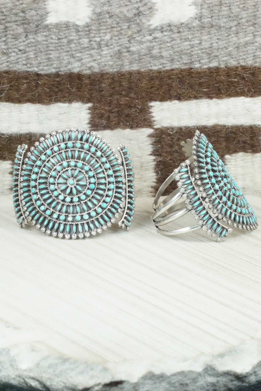 Turquoise & Sterling Silver Squash Blossom Necklace Set - Merlinda Chavez