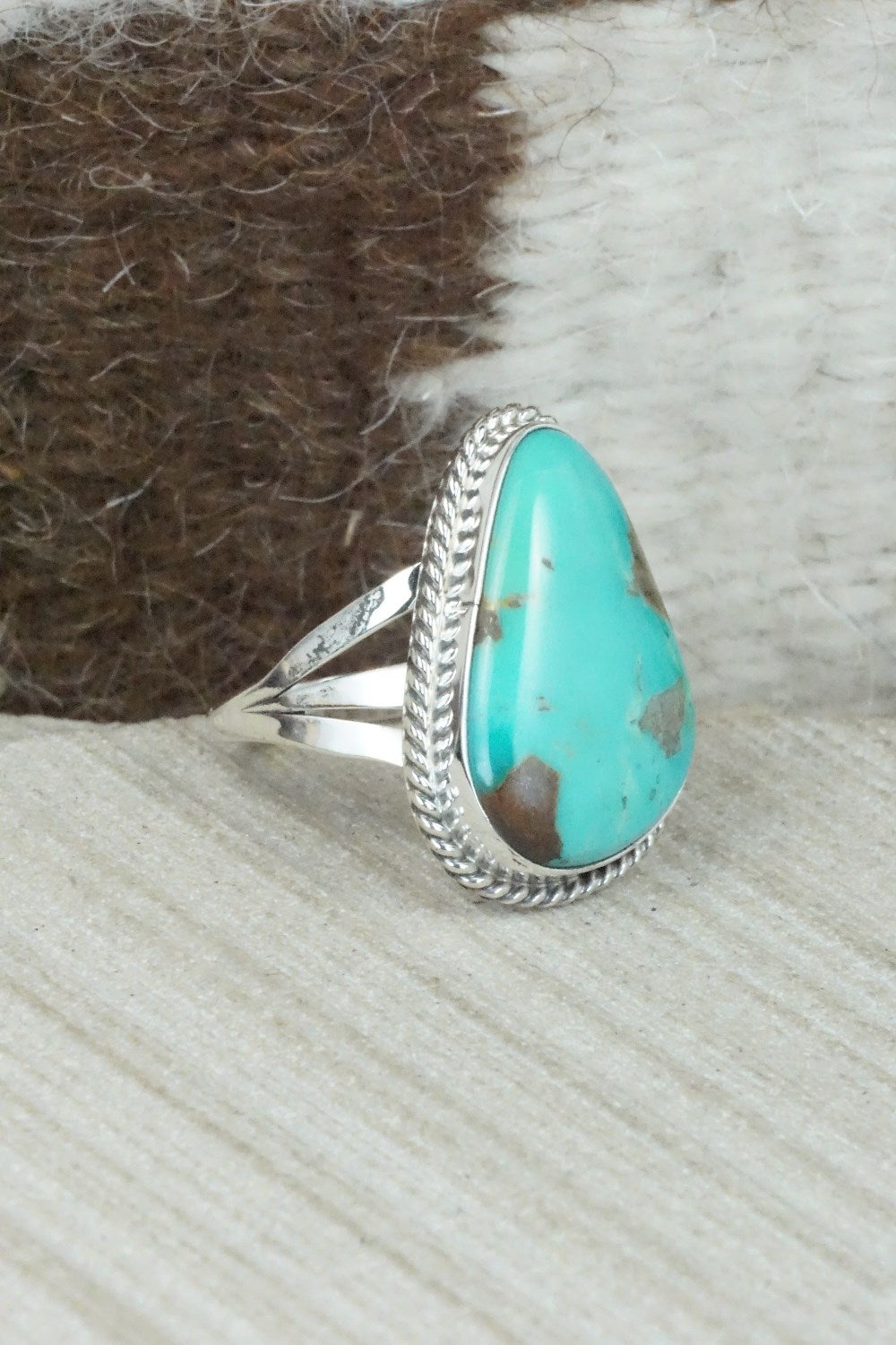 Turquoise & Sterling Silver Ring - Mark Barney - Size 9