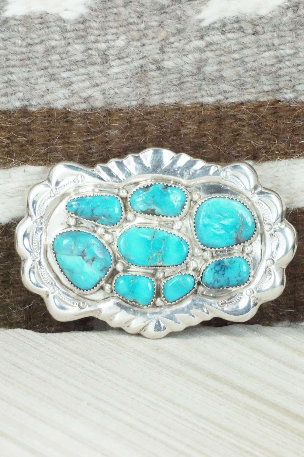 Turquoise & Sterling Silver Belt Buckle - George Leekity