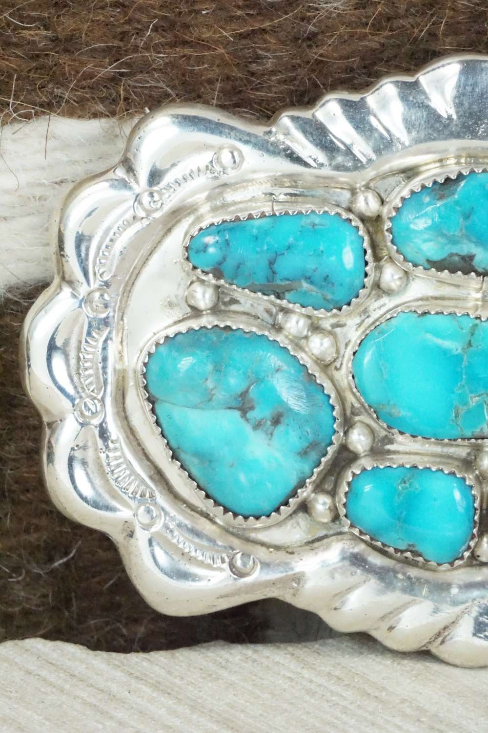 Turquoise & Sterling Silver Belt Buckle - George Leekity