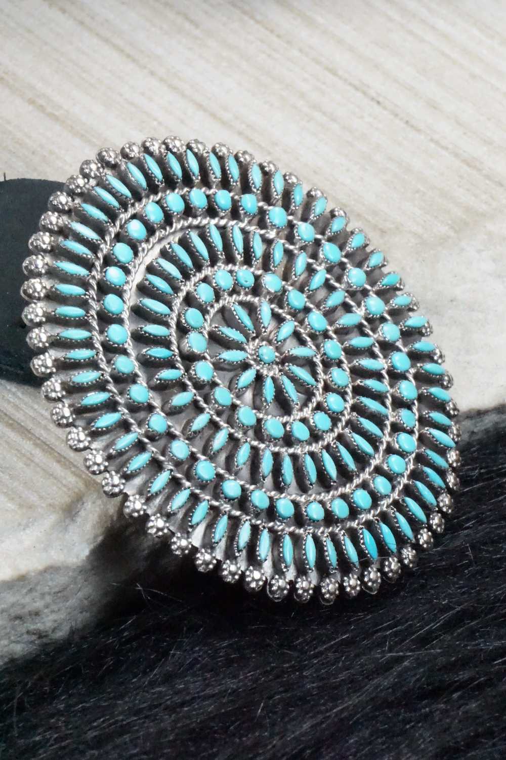 Turquoise & Sterling Silver Squash Blossom Necklace Set - Merlinda Chavez