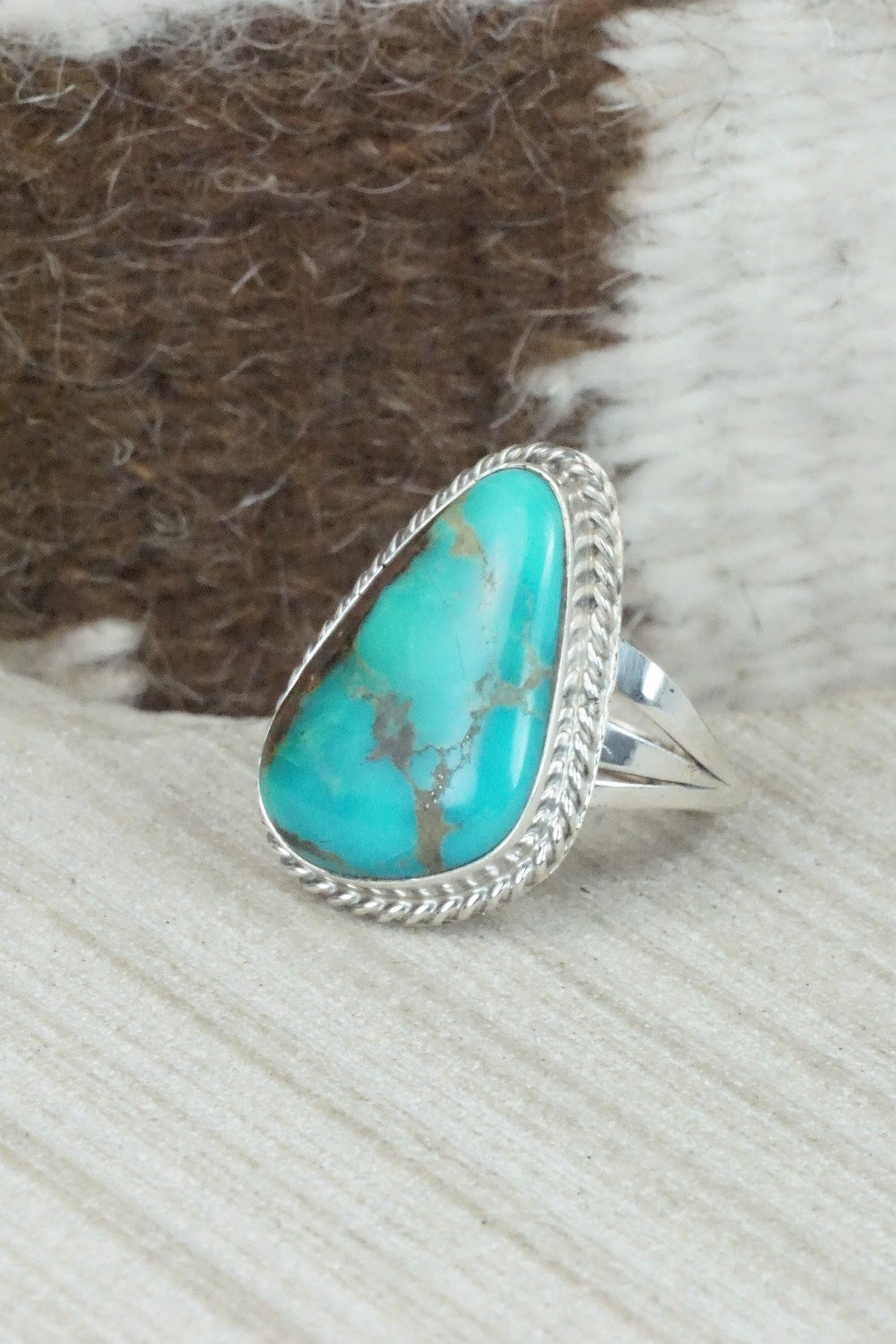 Turquoise & Sterling Silver Ring - Mark Barney - Size 9.5