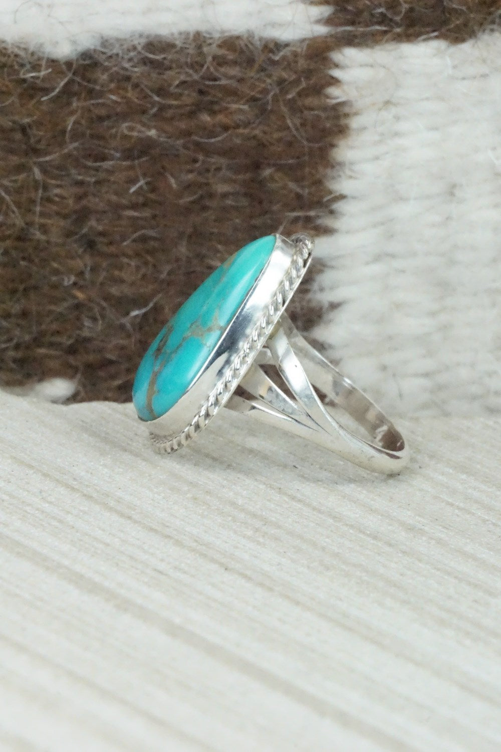 Turquoise & Sterling Silver Ring - Mark Barney - Size 9.5