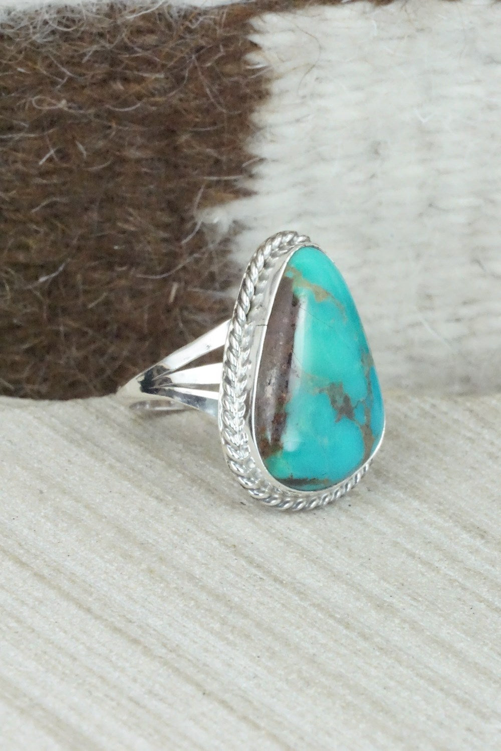 Turquoise & Sterling Silver Ring - Mark Barney - Size 9.5