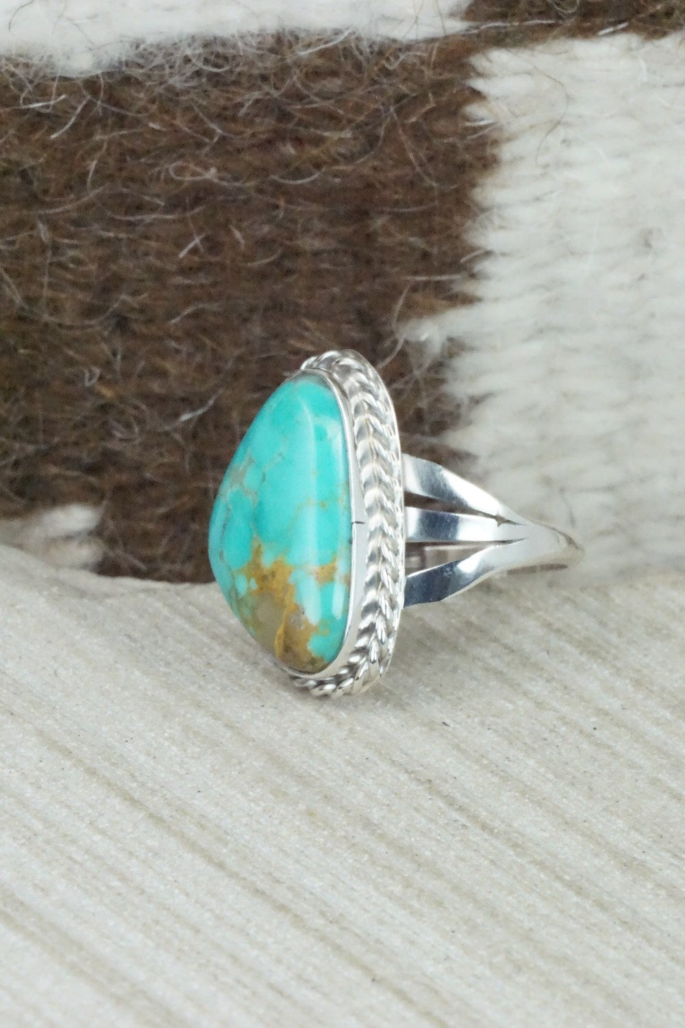 Turquoise & Sterling Silver Ring - Mark Barney - Size 9.75