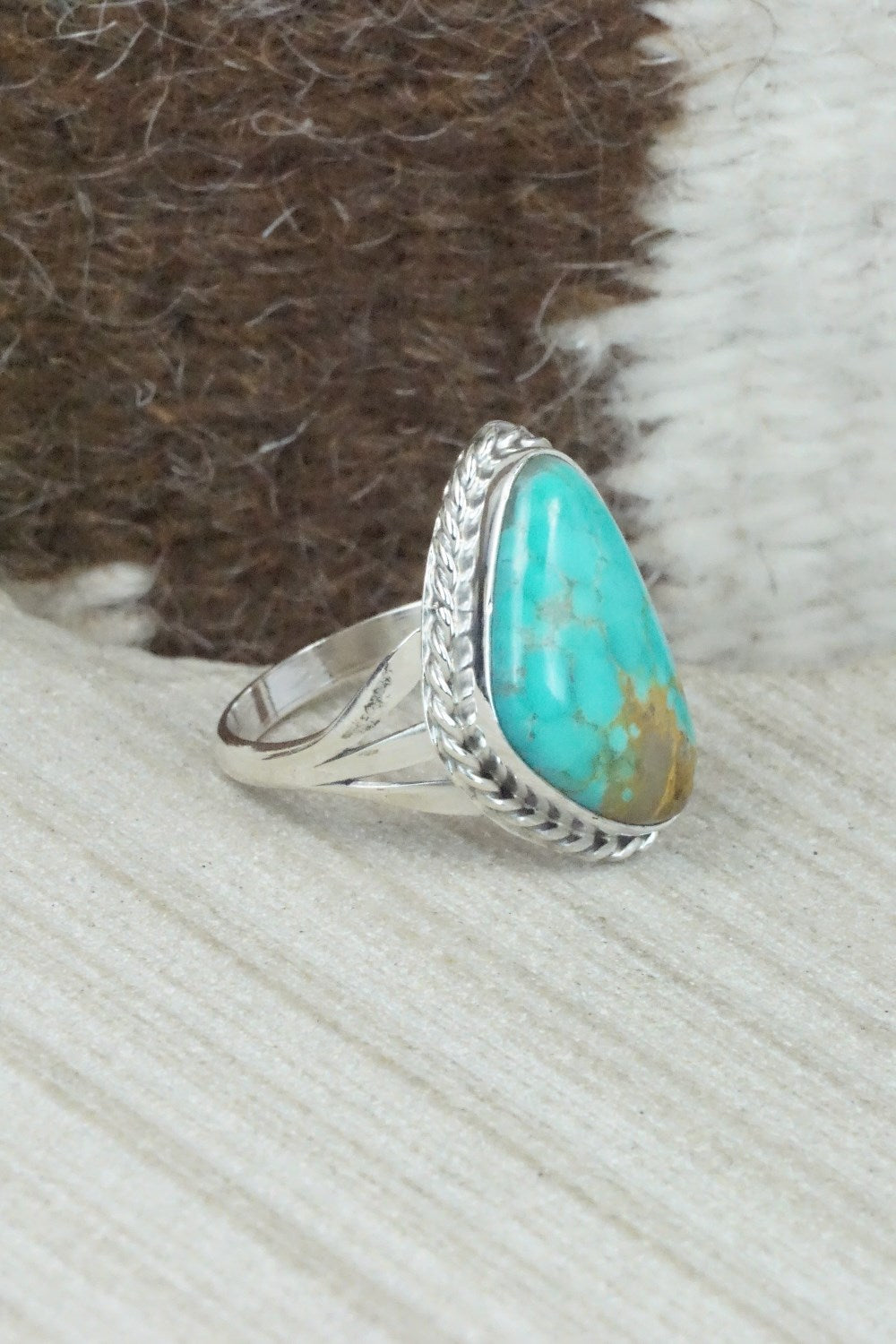 Turquoise & Sterling Silver Ring - Mark Barney - Size 9.75