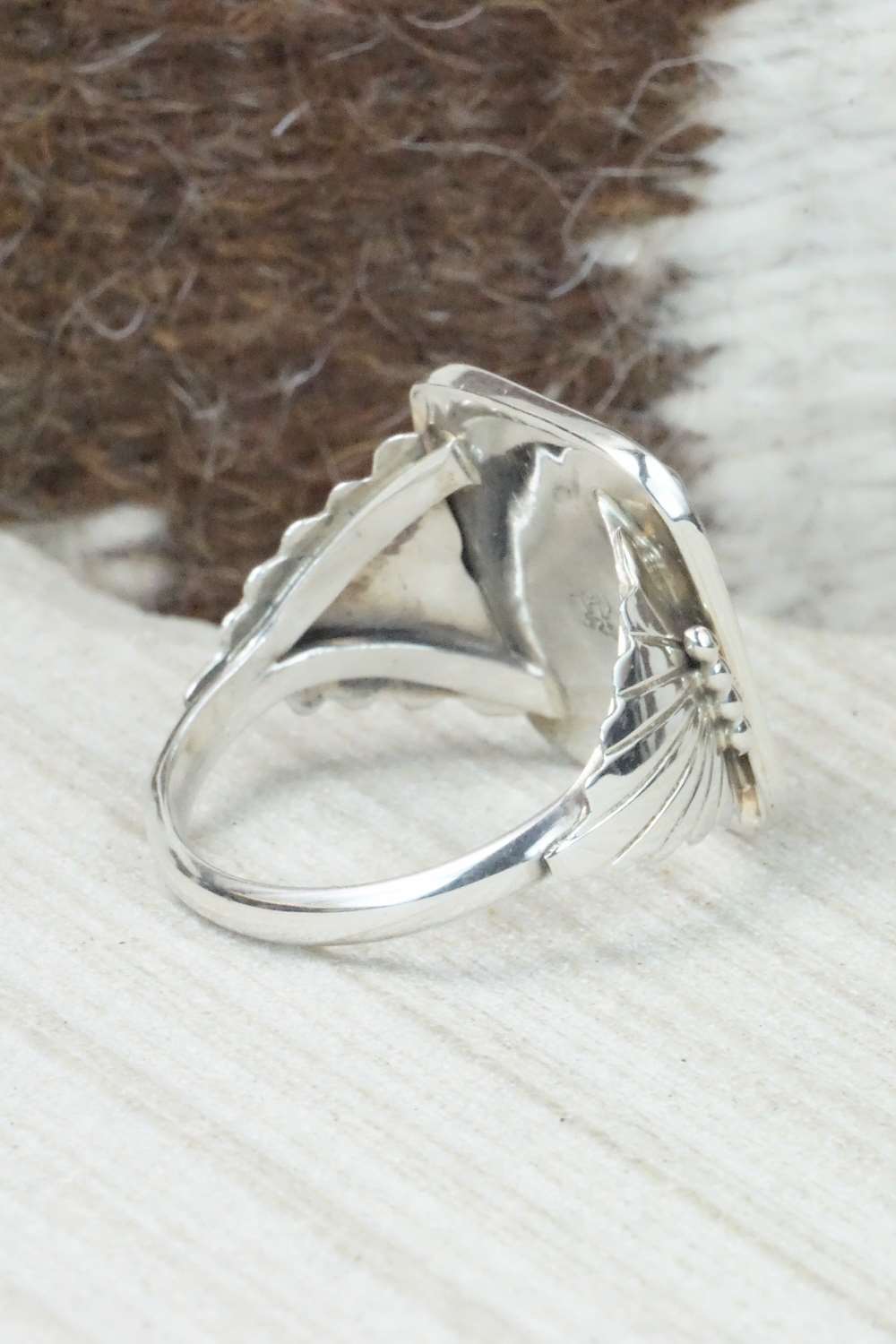 Onyx and Sterling Silver Ring - Jeanette Saunders - Size 13.5