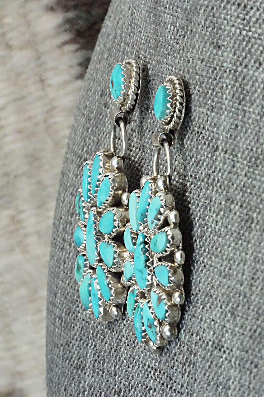 Turquoise & Sterling Silver Earrings - Eunise Wilson