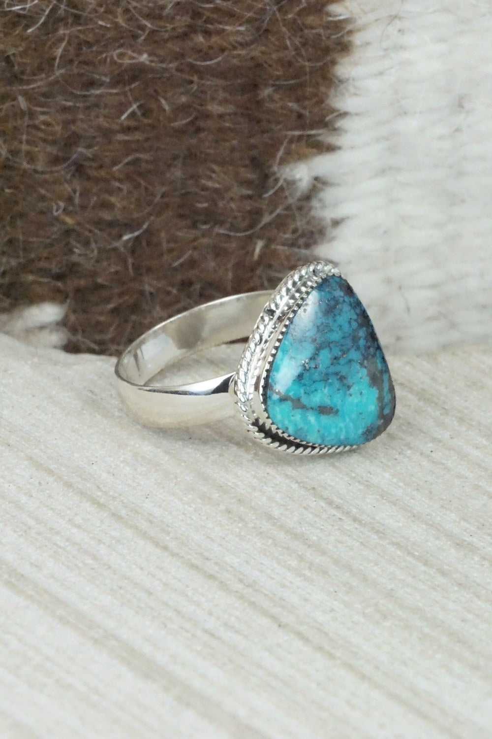 Turquoise & Sterling Silver Ring - Mark Barney - Size 8.75