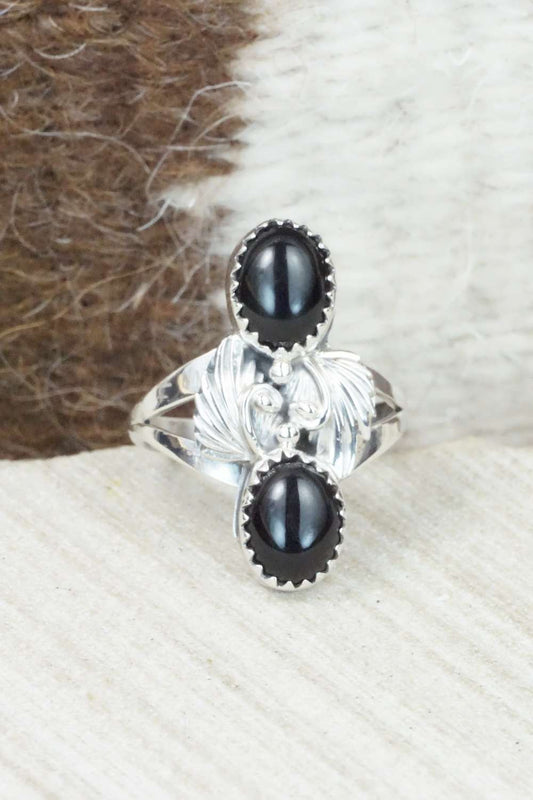 Onyx and Sterling Silver Ring - Grace Kenneth - Size 7.25