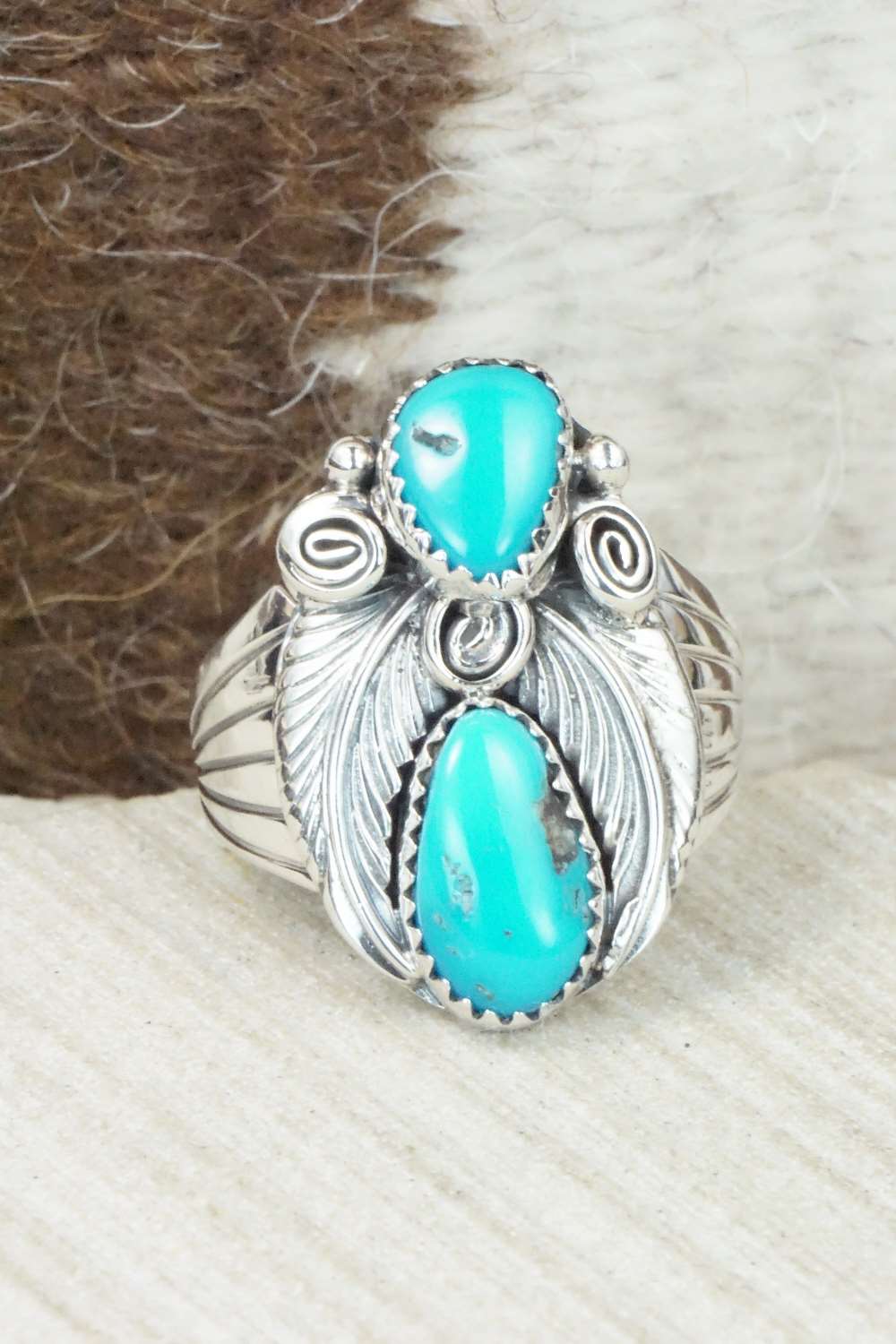 Turquoise and Sterling Silver Ring - Jeanette Saunders - Size 9