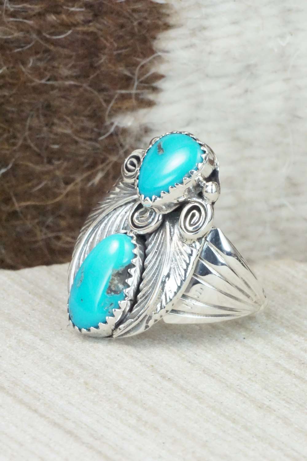 Turquoise and Sterling Silver Ring - Jeanette Saunders - Size 9