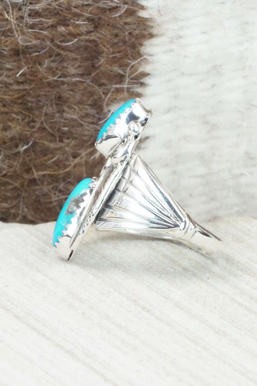 Turquoise and Sterling Silver Ring - Jeanette Saunders - Size 9