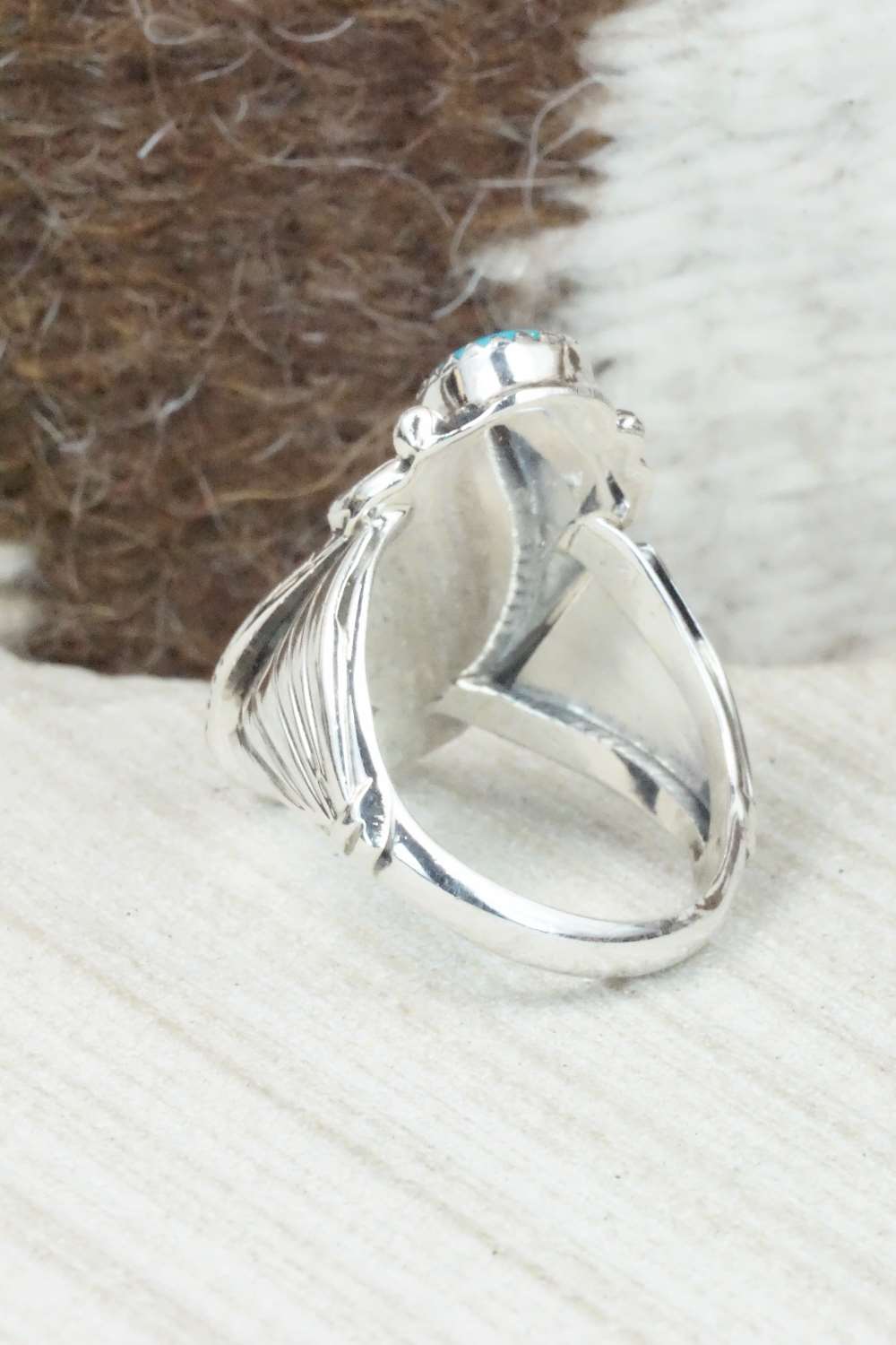 Turquoise and Sterling Silver Ring - Jeanette Saunders - Size 9