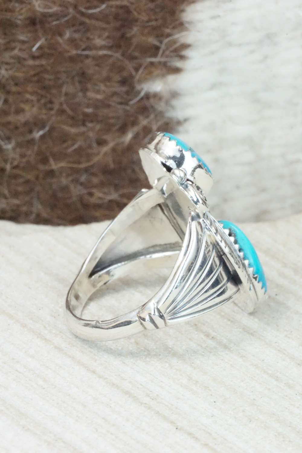 Turquoise and Sterling Silver Ring - Jeanette Saunders - Size 9