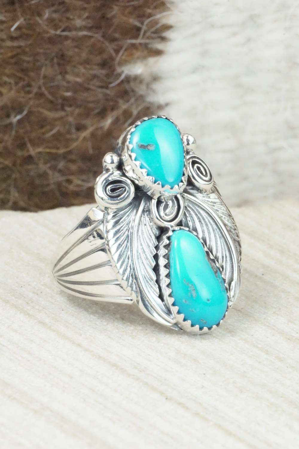 Turquoise and Sterling Silver Ring - Jeanette Saunders - Size 9