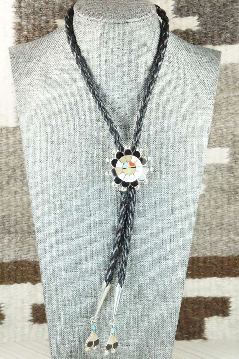 Mother of Pearl & Sterling Silver Inlay Bolo Tie - Pauline Lonjose