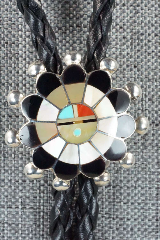 Mother of Pearl & Sterling Silver Inlay Bolo Tie - Pauline Lonjose