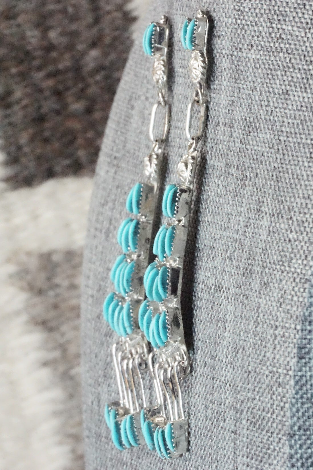 Turquoise & Sterling Silver Earrings - Bernadette Wyaco