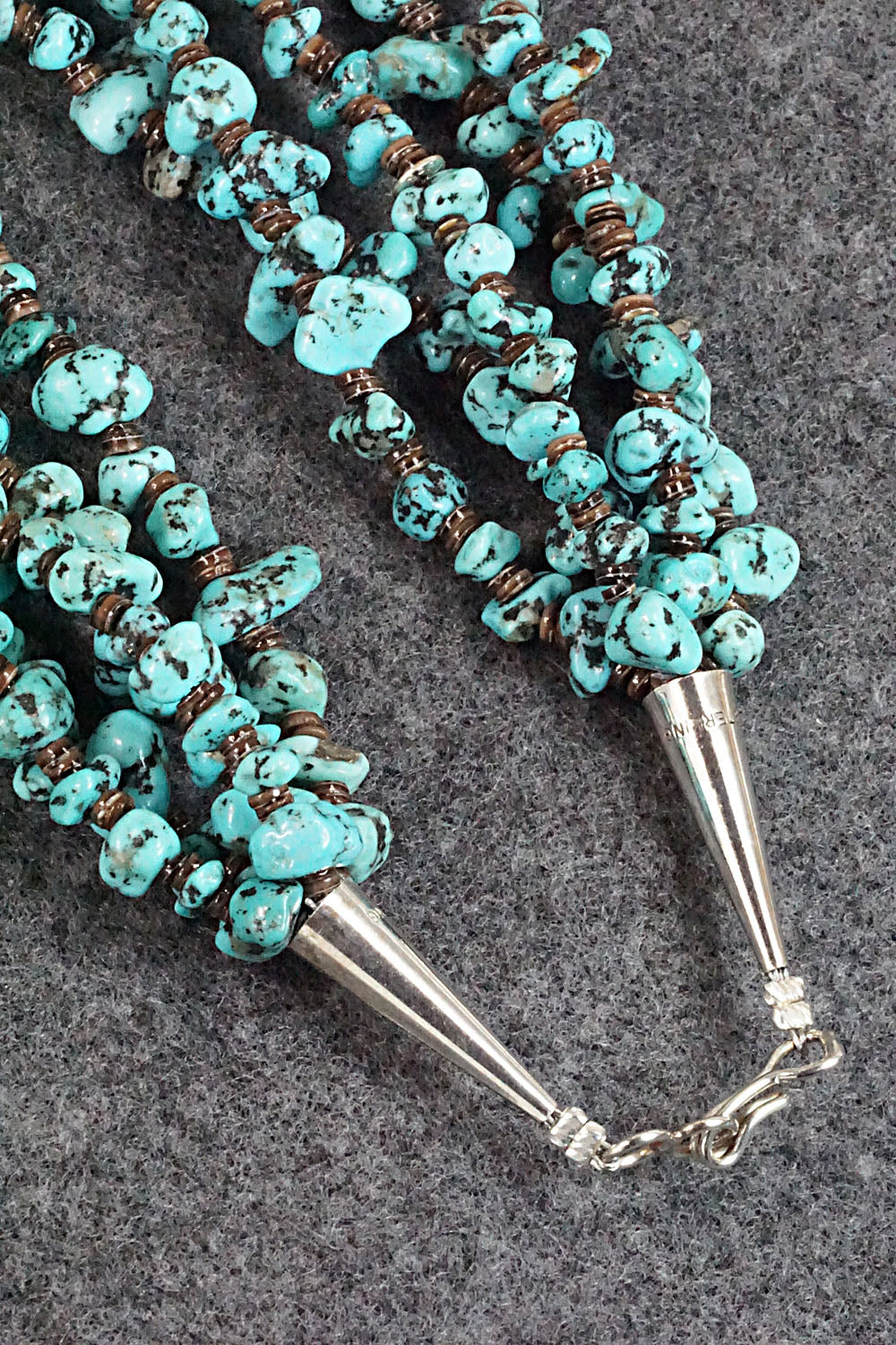 Turquoise, Shell and Sterling Silver Necklace - Louise Joe